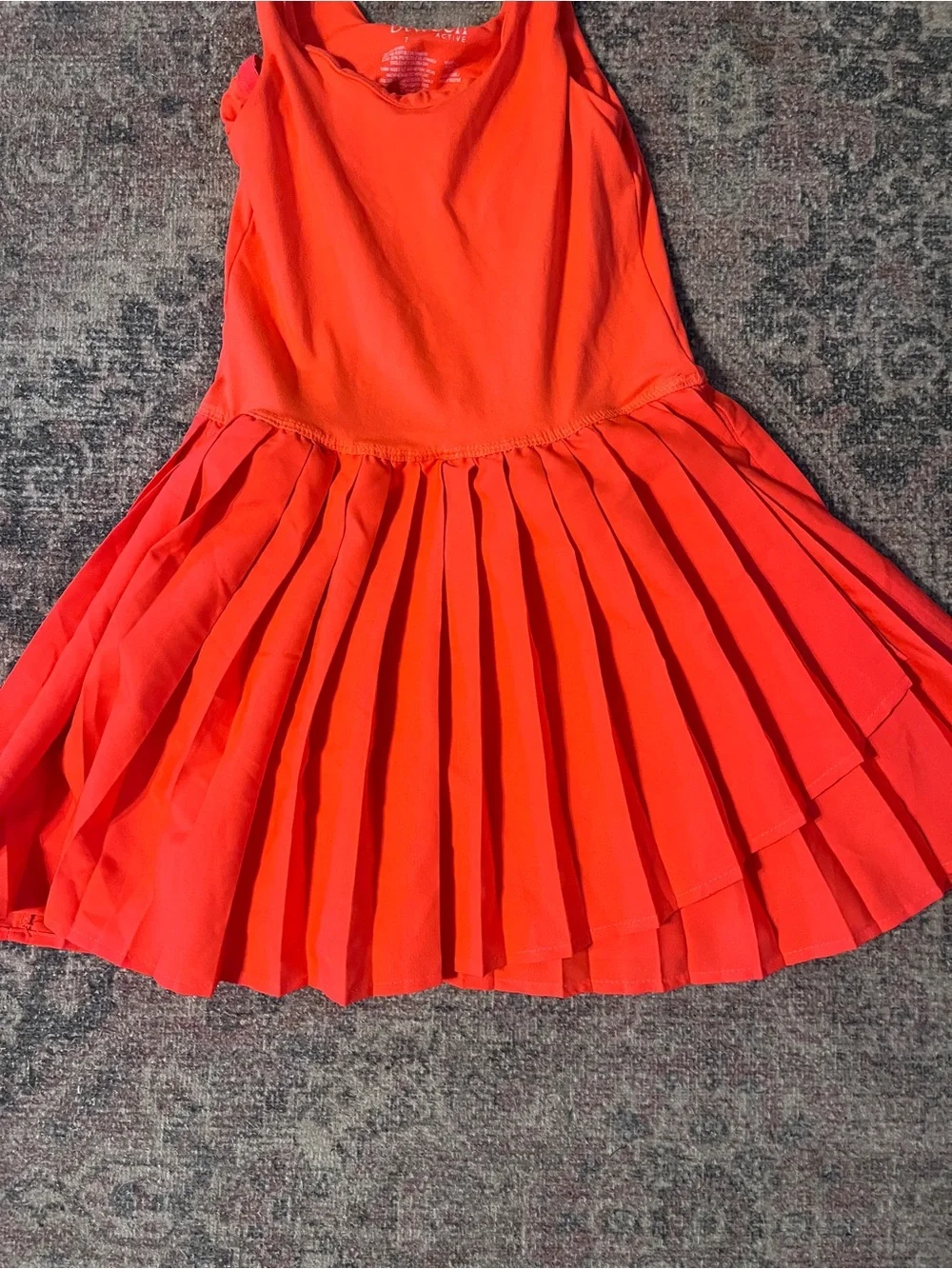Girls 7 Btween Bright Orange Romper Skater Dress